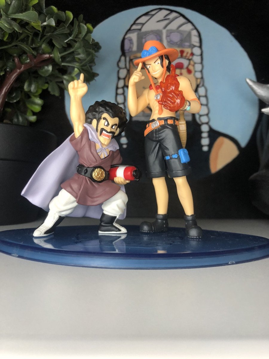 Figurine Crossover DBZ x One Piece - Hercule (Mr Satan) & Ace 40th Jump Bandai (rare vintage)