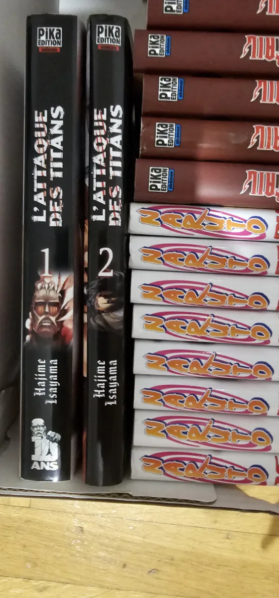 Lot de 26 mangas – Naruto, One Piece, L’Attaque des Titans, Fairy Tail, Kaiju, Instinct