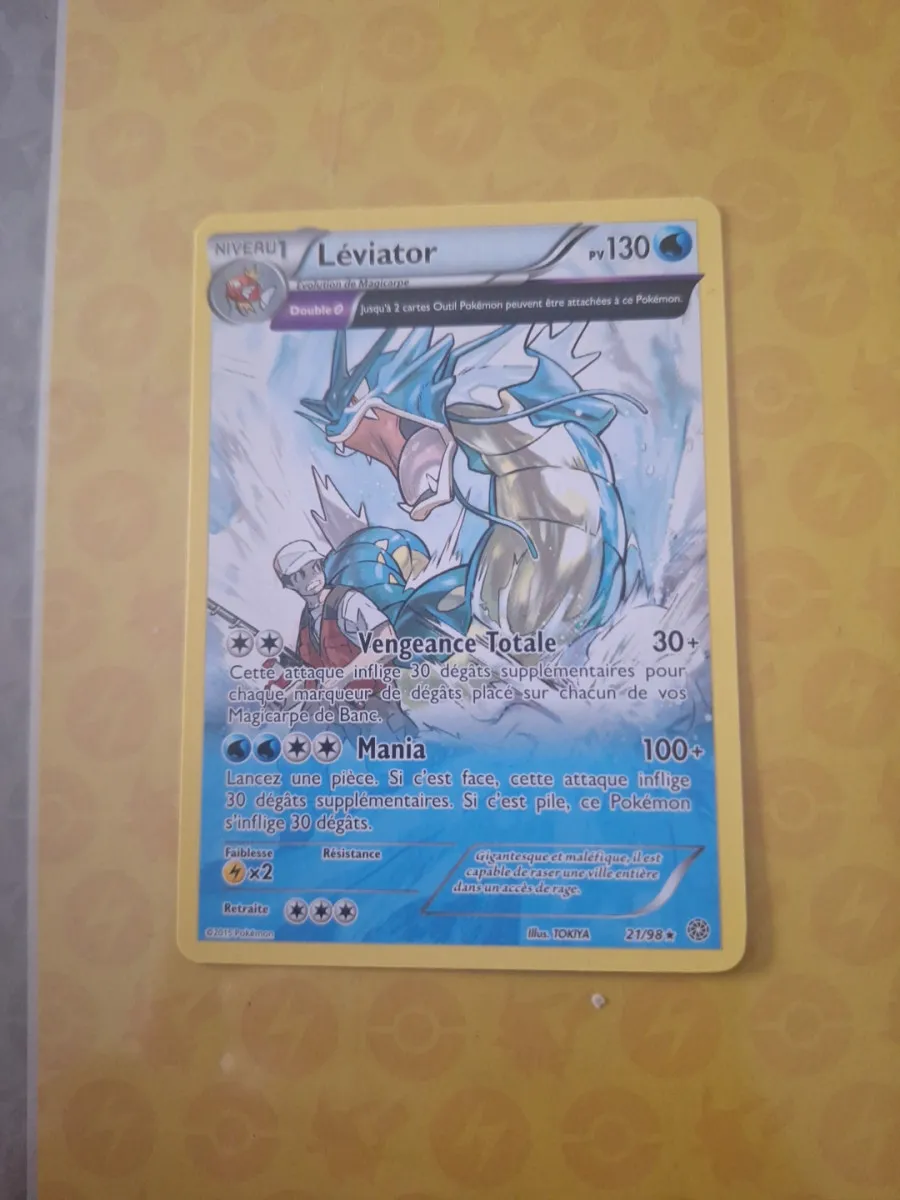 carte pokemon LEVIATOR rev 21/98 XY ORIGINES ANTIQUES Très Bonne État FR