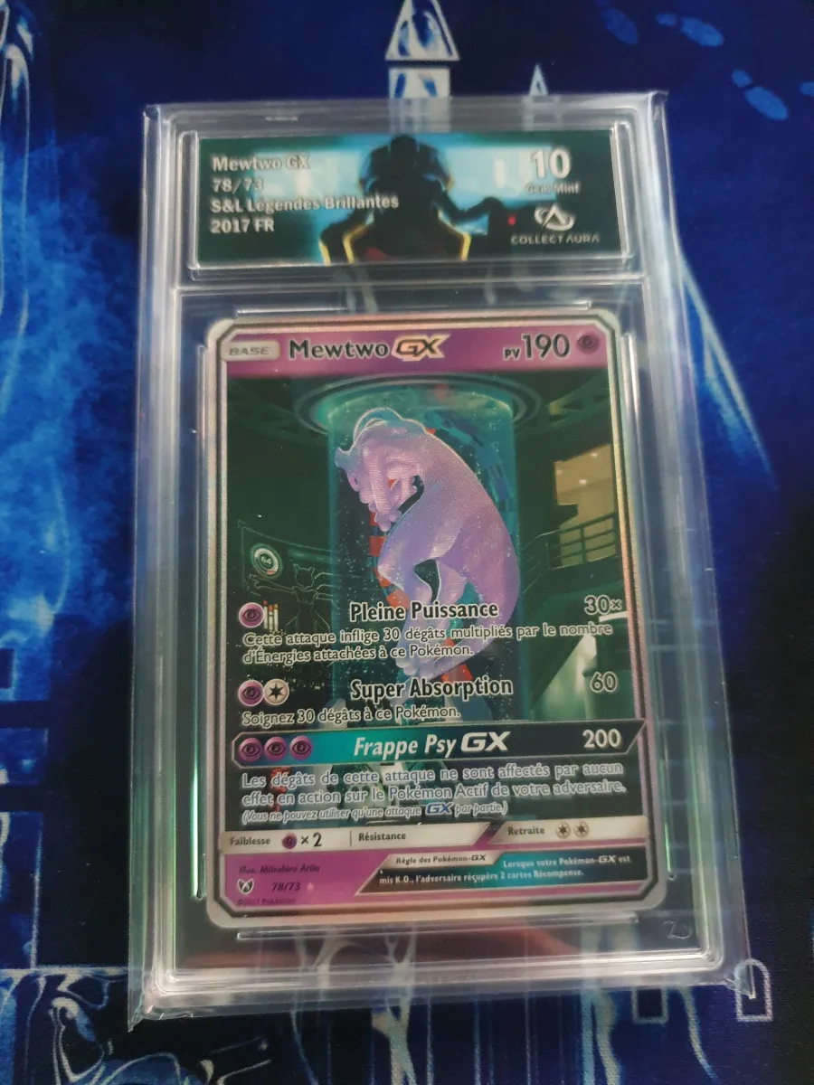 Pokemon Mewtwo GX 78/73 "Légende Brillante" Gradé 10 Collect Aura