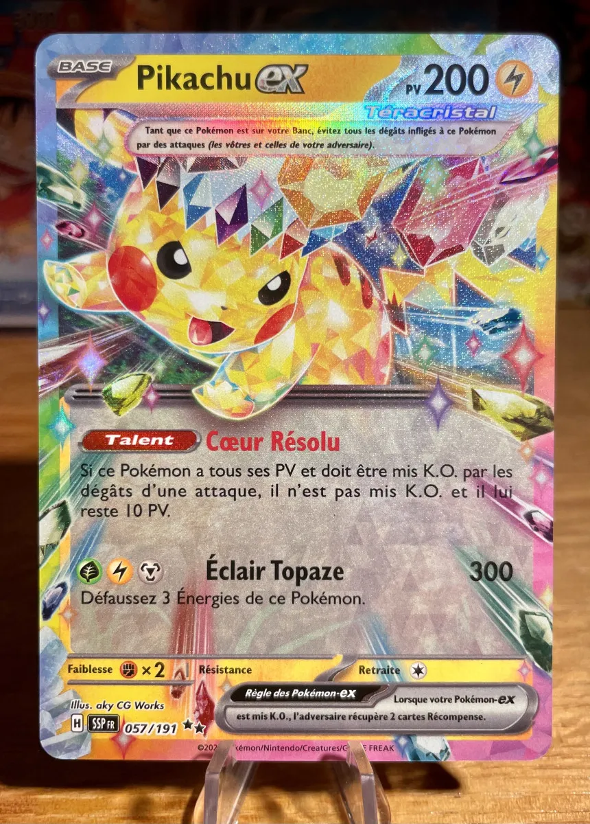 Carte Pokémon 057/191 Pikachu EX téracristal / Étincelle Déferlante / Écarlate et Violet FR 🇫🇷