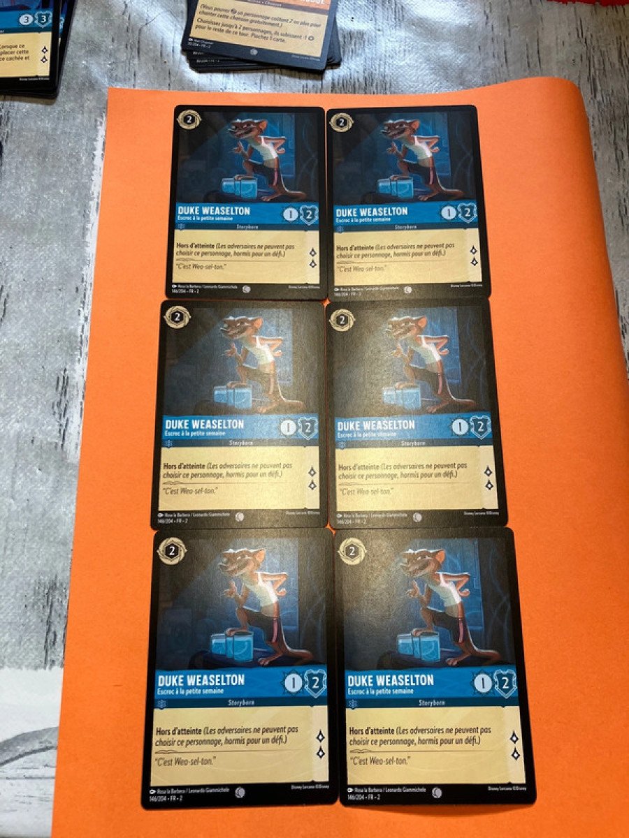 Lot 6 Cartes. Duke Weaselton. Lorcana. Chapitre 2.