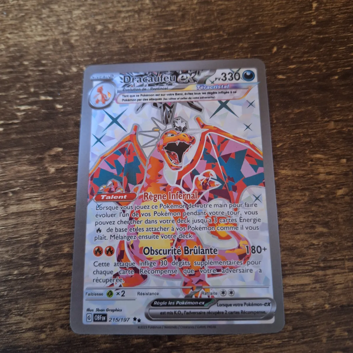 Carte Pokemon Dracaufeu EX FA 215/197 Flammes Obsidiennes