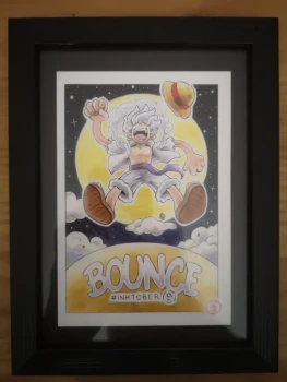 Dessin Fan Art Collection LUFFY "Bounce" dans un cadre 13x18 🎁