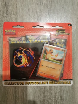 Pokémon : Collection Autocollant réajustable Méga-Évolution – Héros Transcendants – Salamèche (1 Carte
