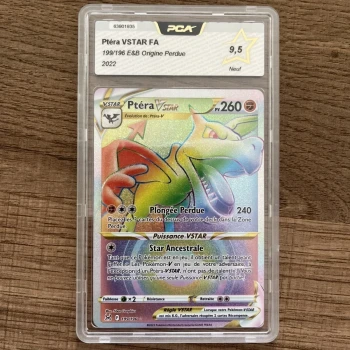 Carte Pokémon Gradée Ptéra VSTAR Secrète 199/196 FR 🇫🇷 Origine Perdue PCA 9,5