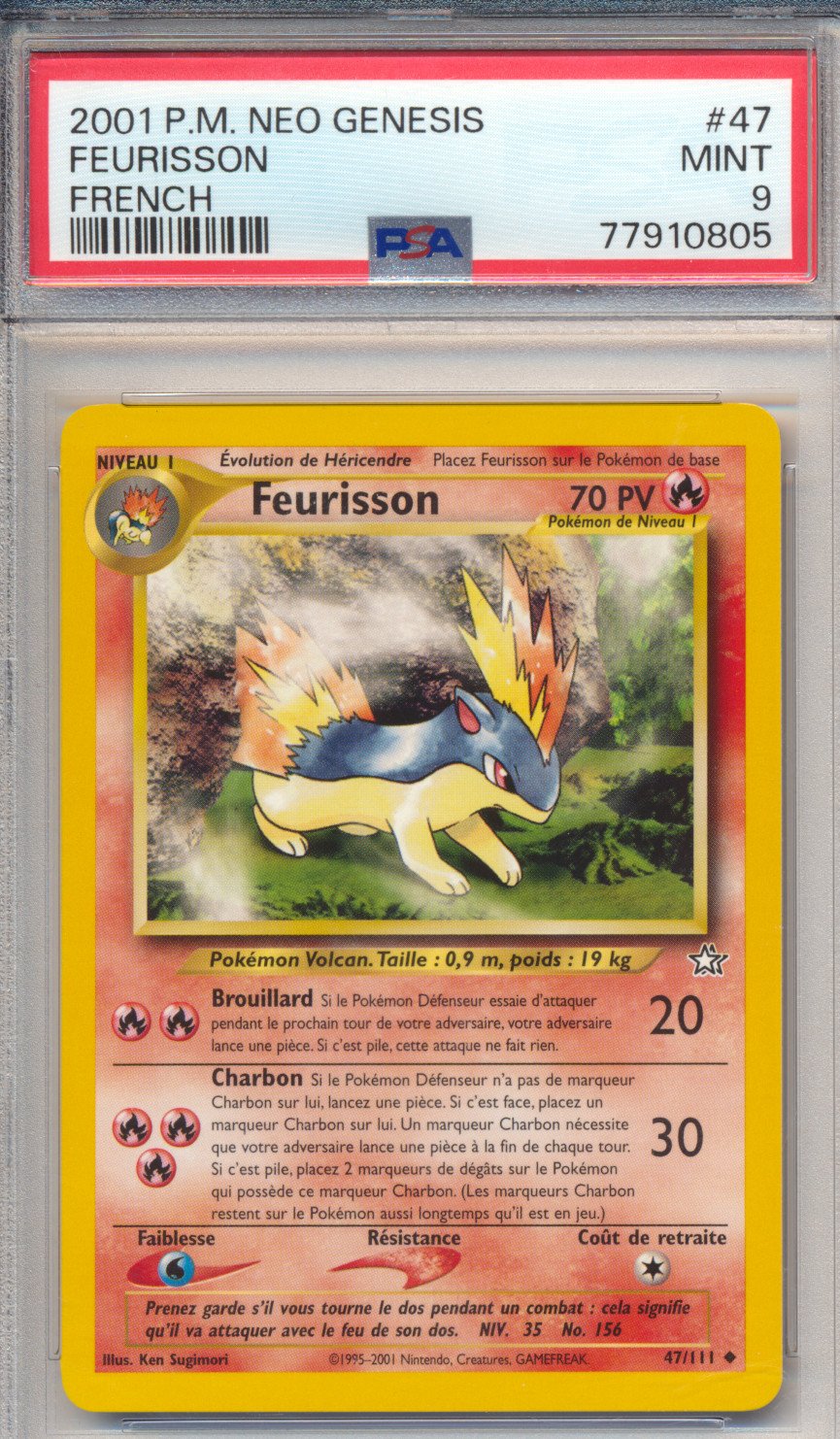 Feurisson - Pokemon PSA 9 (Neo Genesis)
