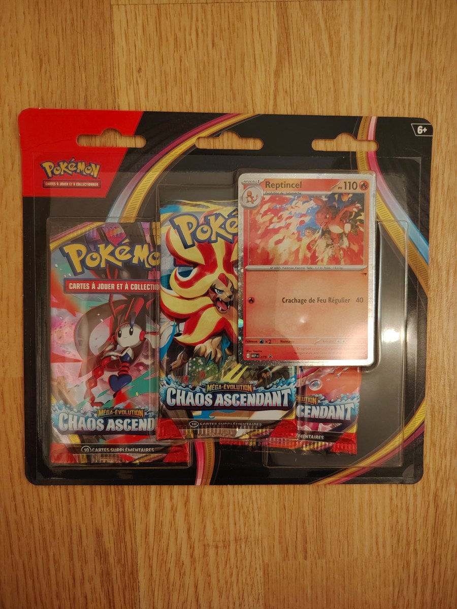 Tripack Boosters Pokémon Méga Evolution Chaos Ascendant Carte Promo Reptincel Neuf Non Déballé 🇫🇷