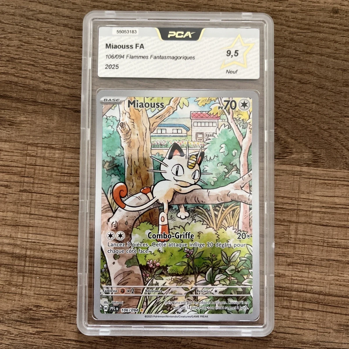 Carte Pokemon Gradée Miaouss 106/094 🇫🇷 ME02 Flammes fantasmagoriques PCA 9,5