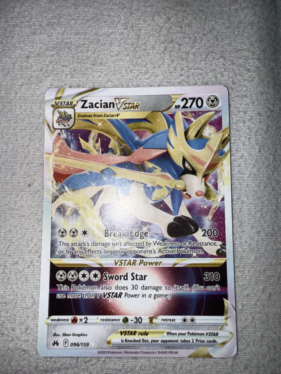 Zacian VSTAR 096/159 Carte Pokémon rare VSTAR (SWSH Crown Zenith) + 1 téléchargement par le haut TitanCards®