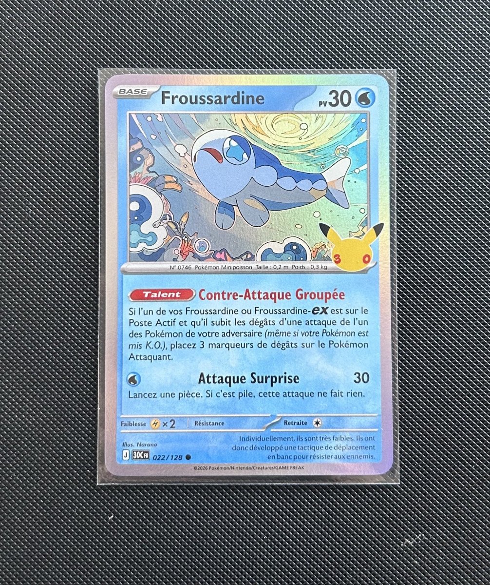 Carte Pokémon - Froussardine 22/128 - Holo - 30ème Anniversaire
