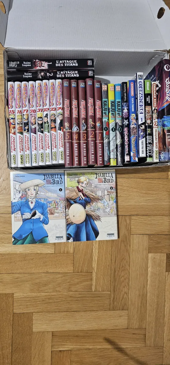 Lot de 26 mangas – Naruto, One Piece, L’Attaque des Titans, Fairy Tail, Kaiju, Instinct
