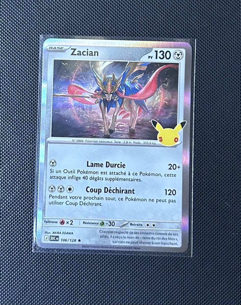 Carte Pokémon - Zacian 106/128 - Holo - 30ème Anniversaire