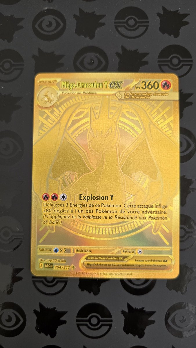 Carte Pokémon  Mega Dracaufeu Ex Gold 294/217 Héros Transcendants 2.5 Near FRA