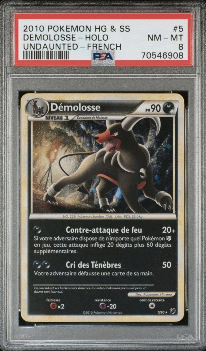 TOP POP 11 PSA 8 Démolosse Houndoom Holo 5/90 FR Indomptable Undaunted 2010