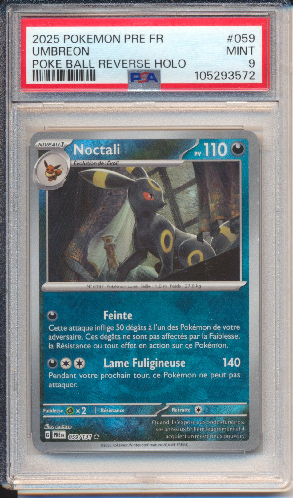 Noctali Reverse Pokeball PSA 9 - Pokemon (Evolutions Prismatiques)