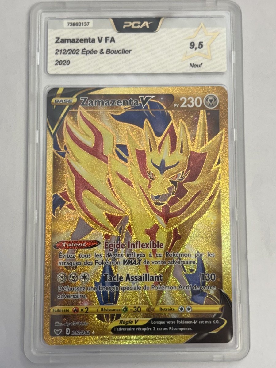 Carte Pokémon Zamazenta V FA Secret Gold 212/202 - PCA 9.5