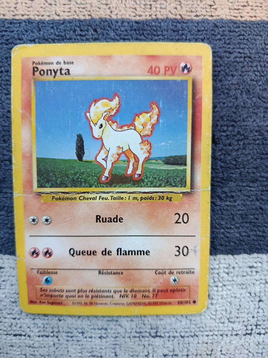 Carte pokémon ponyta 40 pv 60/102