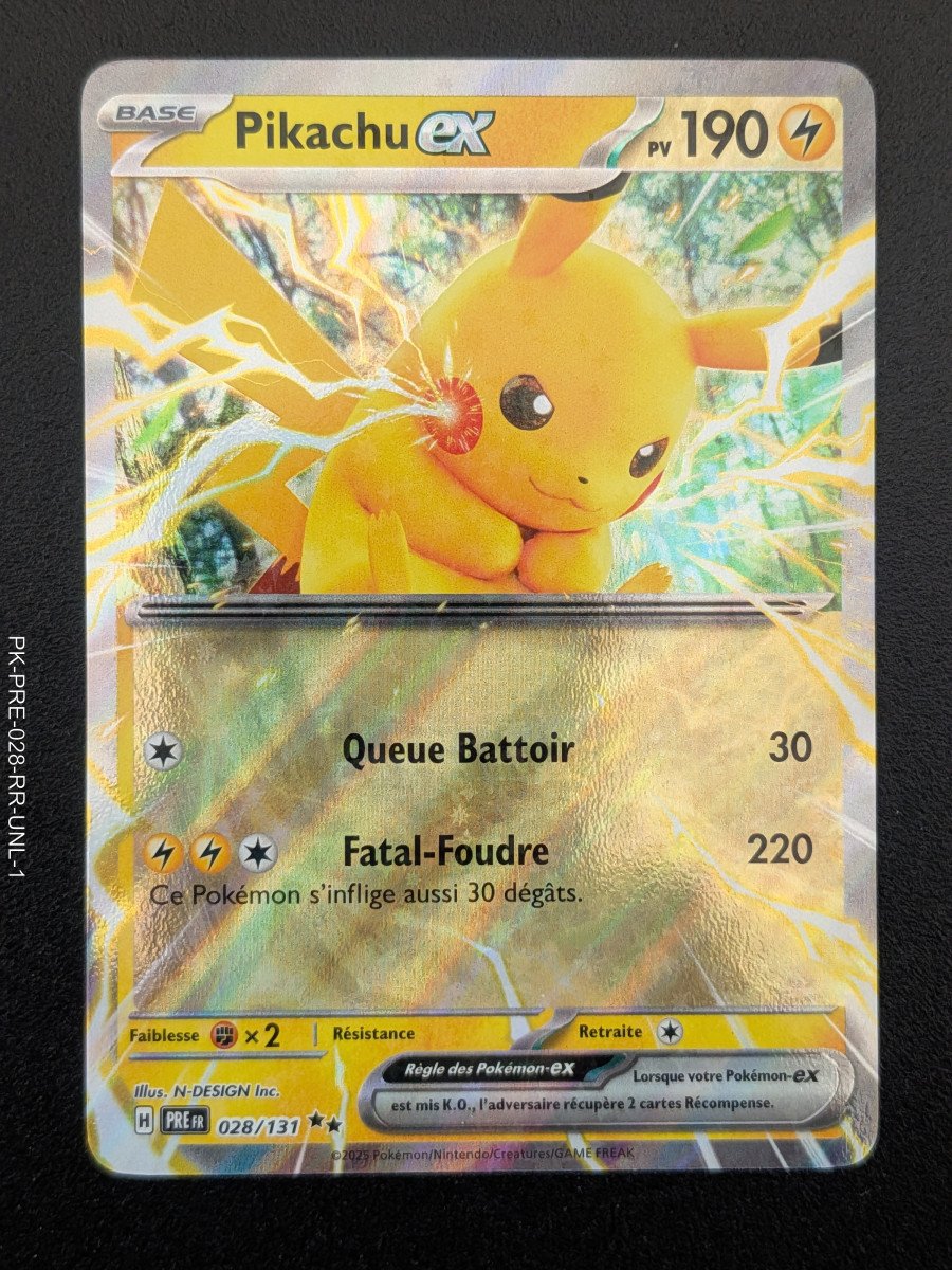 Carte pokemon Pikachu ex 028/131 RR - EV8.5  Evolutions prismatiques (2025)