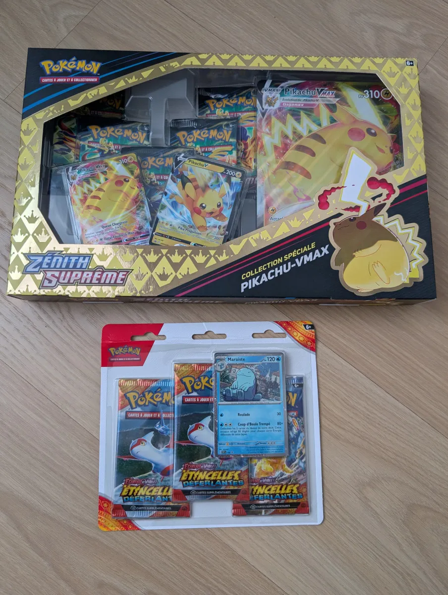 Tripack étincelle déferlant + pack zénith suprême Pikachu