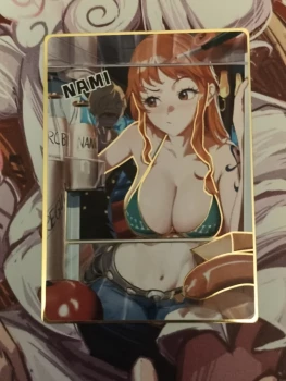 Carte one piece en métal rigide doré, Nami, waifu. +16