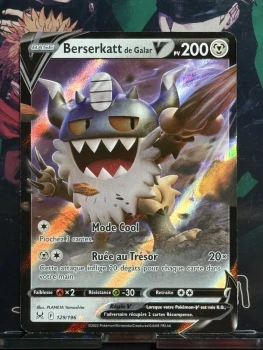 Carte Pokemon Berserkatt de Galar V 129/196 Origine Perdue Ultra FR Neuve