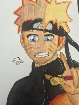 Dessin naruto feute à alcool et crayon de couleur