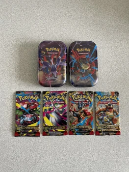 Lot Mini Tin + Artset Booster Pokémon Méga Évolution (ME01/EV11)