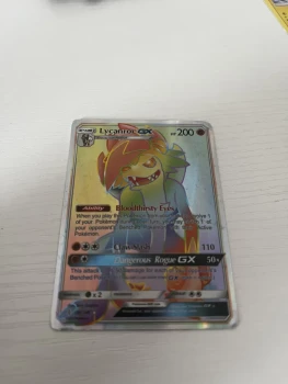 Carte Pokémon Lycanroc GX (Lougaroc) - Rainbow Rare - Secret 155/145 - VF/FR