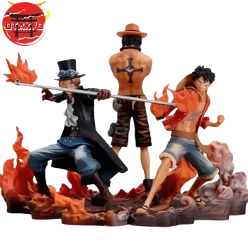 Set de 3 pièces Figurines Delicate One Piece Luffy Ace Sabo trois frères ensemble 17 cm