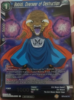 Lot 2 Cartes Dragon Ball Super – Babidi R + Power Burst – NOT FOR SALE – État Excellent