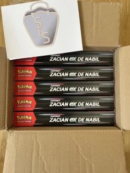 Lot de 5 Coffrets Pokémon, 4 boosters, Zacian-ex de Nabil, en français