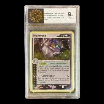 CARTE GRADEE POKEMON MIGHTYENA HOLO RUBY SAPPHIRE ESPAGNOL GP 9.5