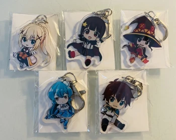 Lot de 5 porte-clés acrylique – KonoSuba (Aqua, Megumin, Darkness, Kazuma, Komekko)
