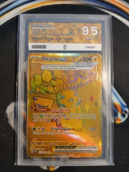 Pikachu EX 🇫🇷 179/131 EV 8.5 – Evolutions Prismatiques • Gold • Pure Grading 9,5