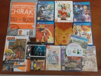 Lot Jeux Bandai Namco PS5 PS4 Switch (Dragon Ball,Tales of,SAO etc.) et Goodies(T-shirt Naruto,etc.)