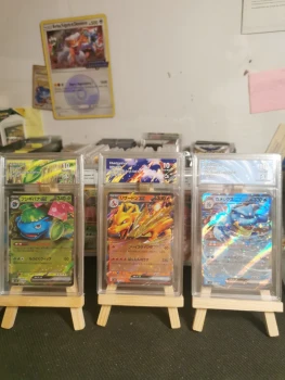 Carte pokemon gradé 10 trio starter 1g dracaufeu ex florizarre ex tortank ex jap