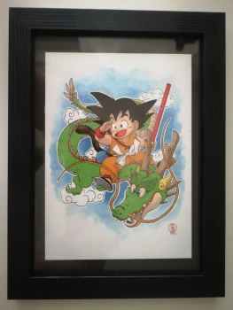 Dessin Fan Art Collection GOKU dans un cadre 13x18 🎁