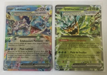 Lot de cartes pokémon ex téracristal: Ogerpon masque turquoise 25/167 et Lokhlass 32/142