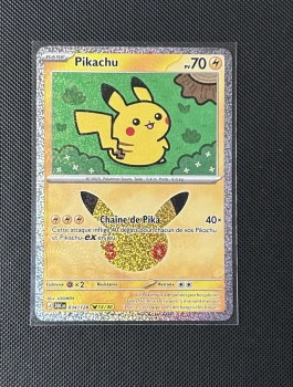 Carte Pokémon - Pikachu 34/128 - Holo - 30ème Anniversaire