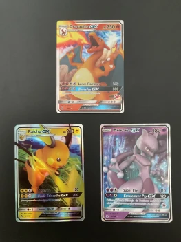 Dracaufeu GX, Mewtwo GX et Raichu GX
