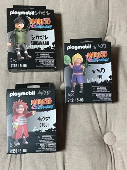 3 figurines Naruto, Playmobil Choji, Ino et Shikamaru