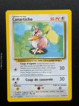 Carte Pokémon Canarticho 27/102 - Set de Base - FR (1999)