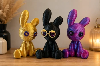 Figurine Lapin 3D - Famille de Bunny Kawaii Imprimés 3D - Décoration Collection