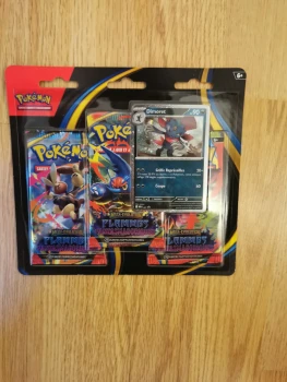 Pokémon : Blister de Trois boosters Méga-Évolution – Flammes Fantasmagoriques – Dimoret du JCC Pokémon (1 Carte Promo Brillante et 3 boosters) Neuf Non Déballé  🇲🇫